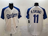 Men's Los Angeles Dodgers #11 Roki Sasaki White Blue Cool Base Stitched Jersey,baseball caps,new era cap wholesale,wholesale hats